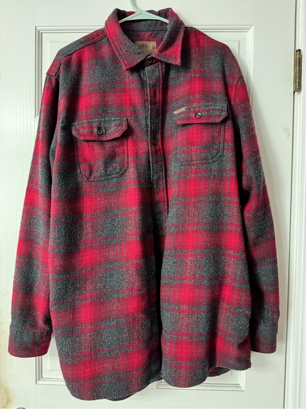 Orvis Classic Collection Flannel Shacket Red Gray Plaid XLT button down